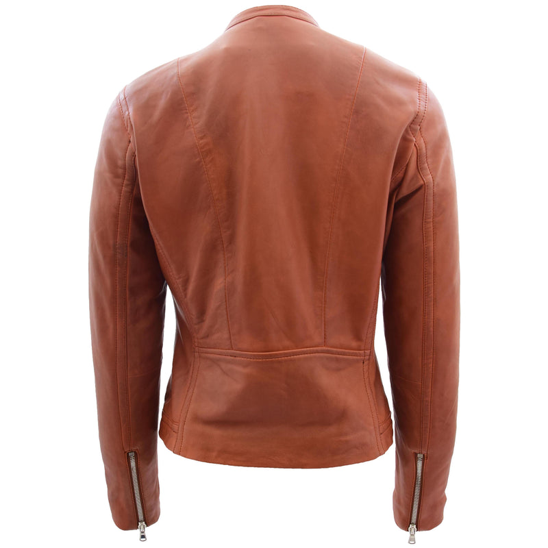 Womens Soft Leather Biker Style Jacket Elyza Timber 1