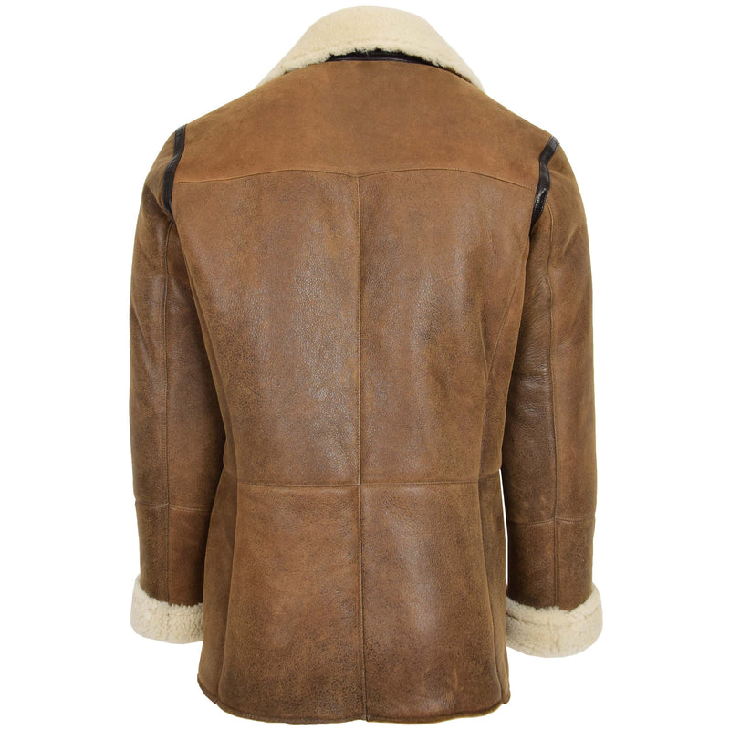 Mens Double Breasted Sheepskin Jacket Theo Cognac 1