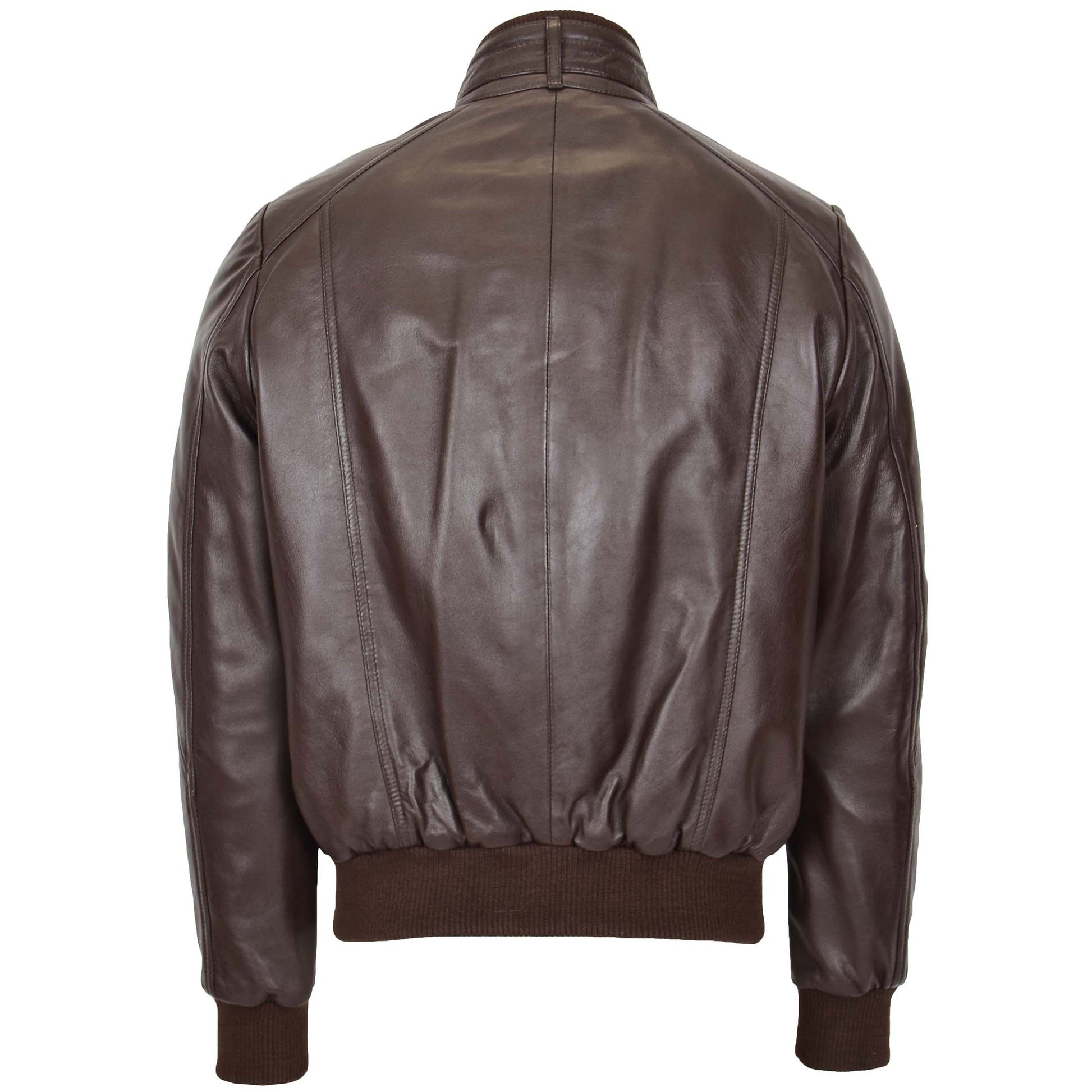 Mens Leather Bomber Flight Jacket Tom Brown 1