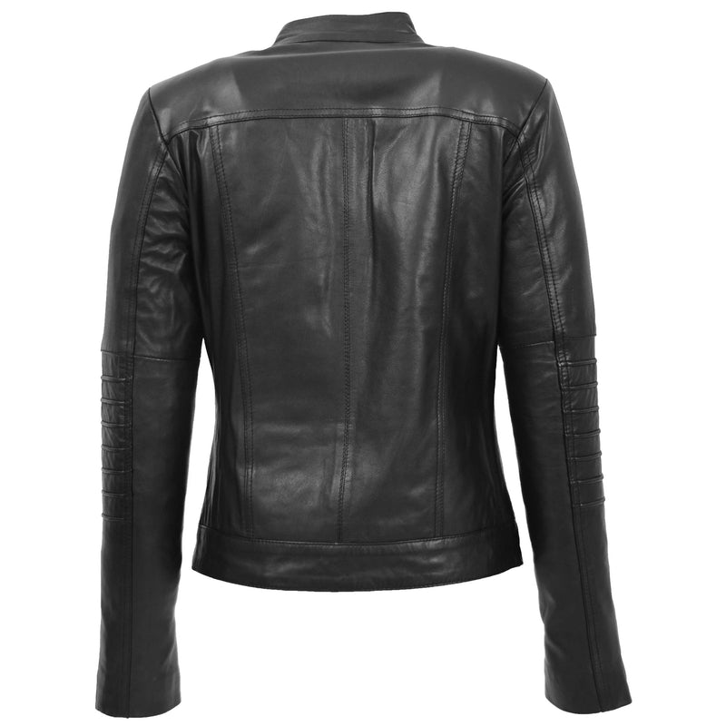 Womens Leather Classic Biker Style Jacket Alice Black 1