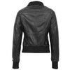 Womens Leather Classic Bomber Jacket Motto Black 1