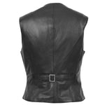 Womens Leather Classic Buttoned Waistcoat Rita Black 1