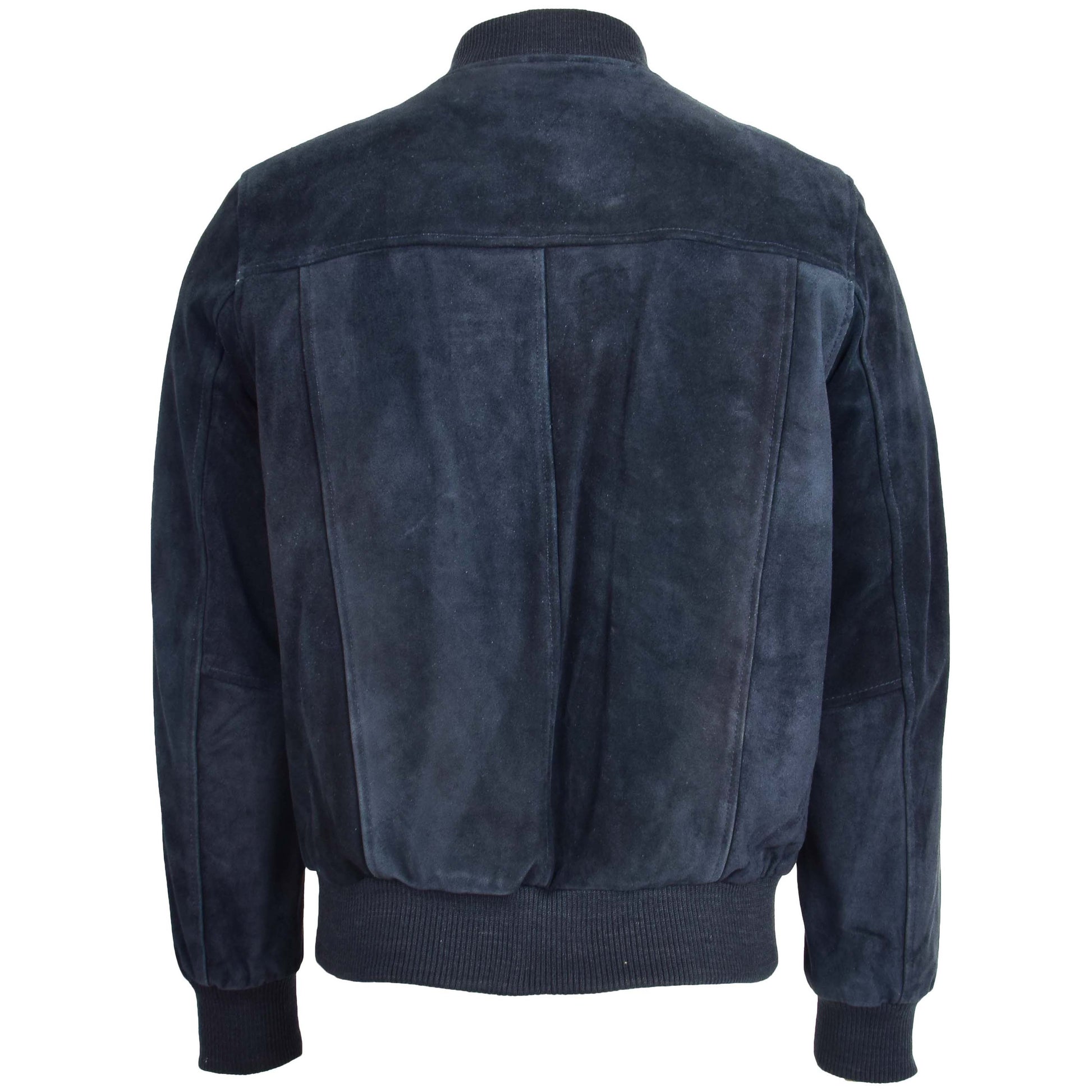 Mens Suede Bomber Varsity Jacket Reg Blue 1