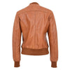 Womens Leather Varsity Quilted Bomber Jacket Sally Tan 1