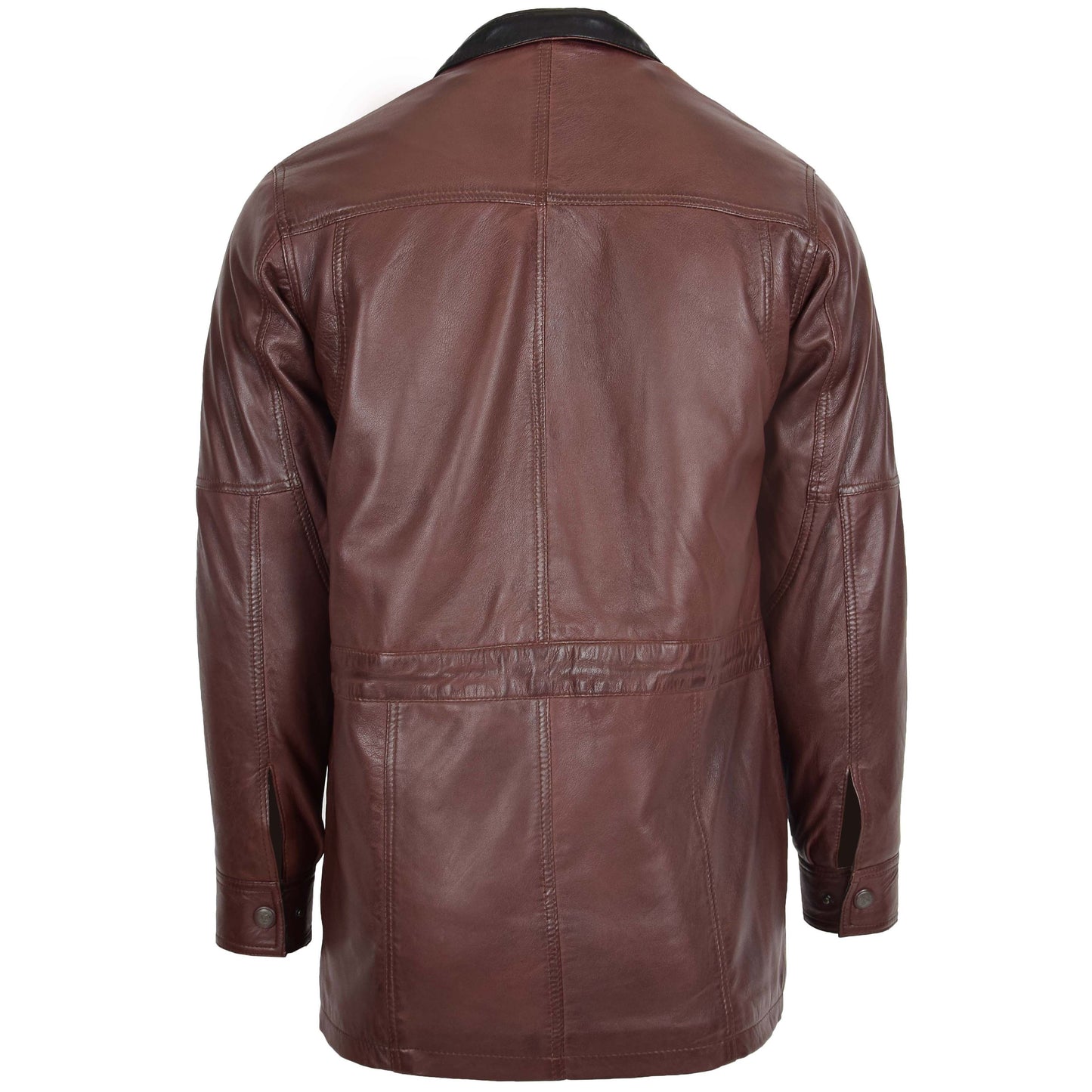 Mens Leather Winter Car Coat Hip Length Jason Brown 1