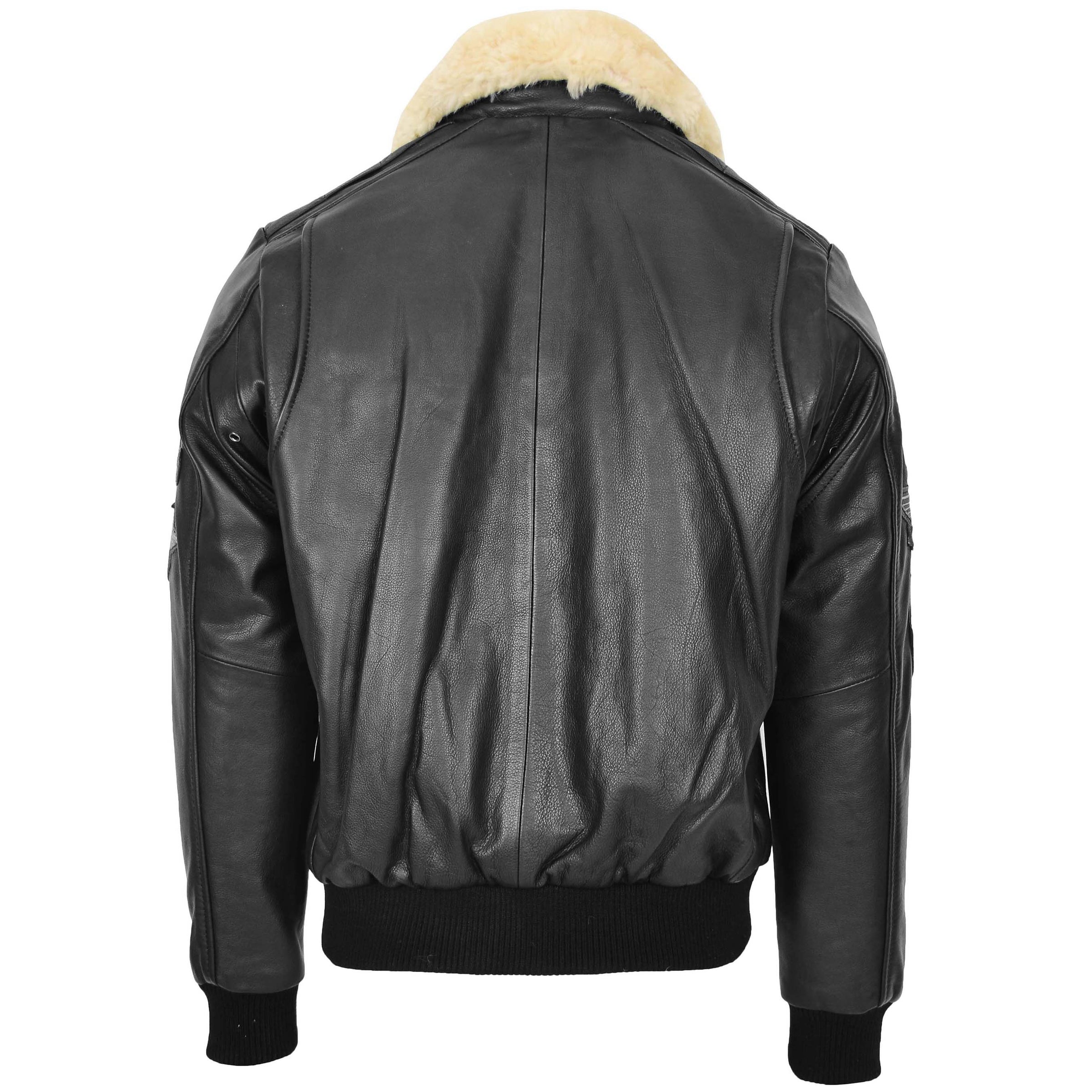 Mens Bomber Jacket with a Detachable Collar Black | House of Leather