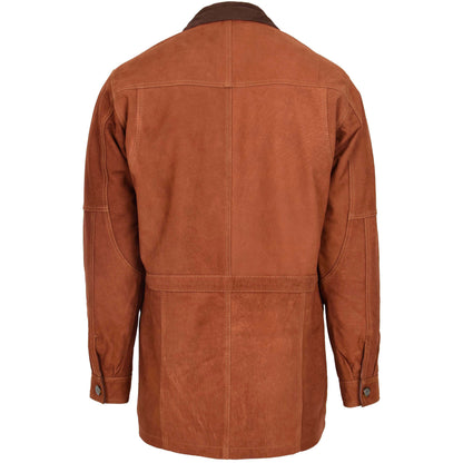 Mens Leather Winter Car Coat Hip Length Jason Tan Nubuck 1