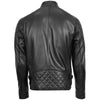 Mens Leather Biker Style Jacket with Quilt Detail Jackson Black 1