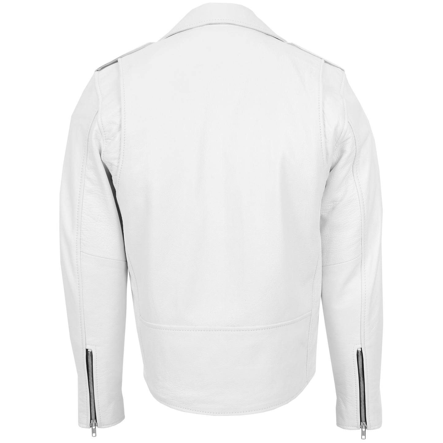 Mens Heavy Duty Leather Biker Brando Jacket Kyle White 1