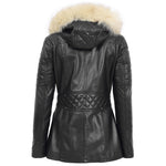 Womens Original Duffle Style Leather Coat Ariel Black 1