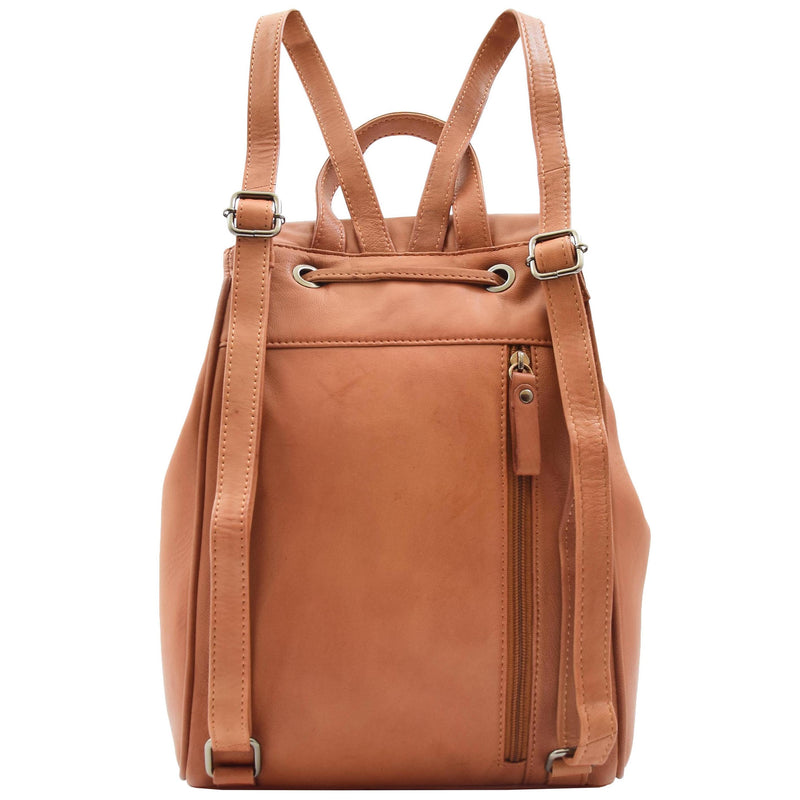Real Leather Classic Travel Backpack HOL841 Cognac 1