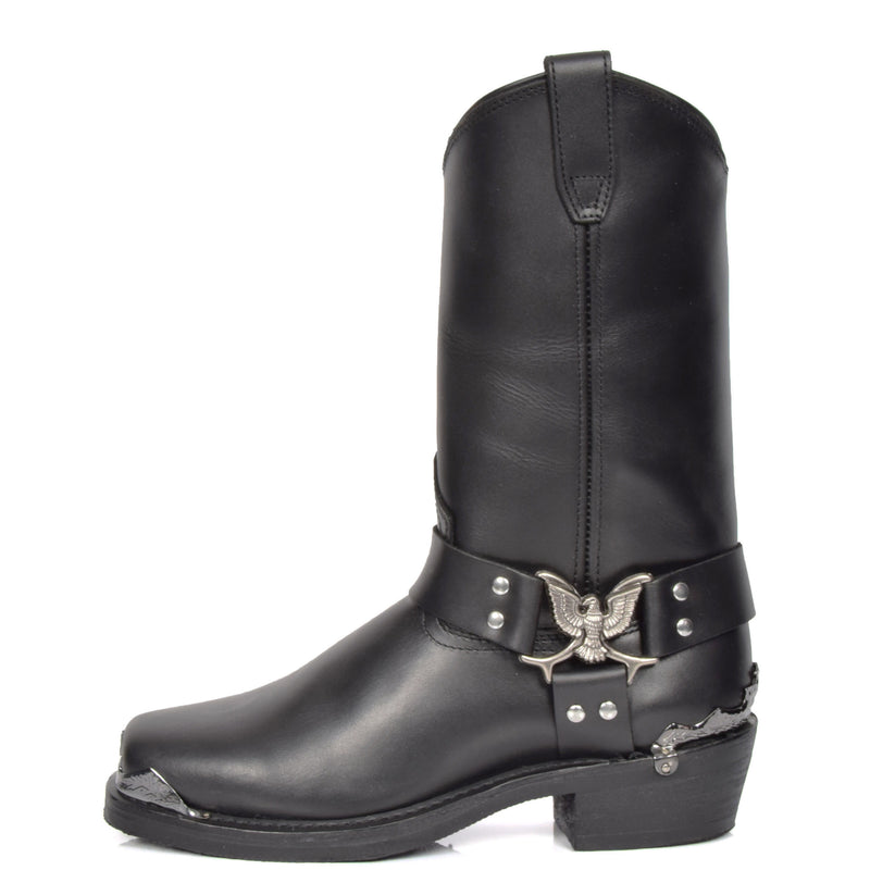 eagle design leather boots