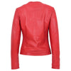Womens Leather Collarless Jacket with Quilt Design Joan Red 1