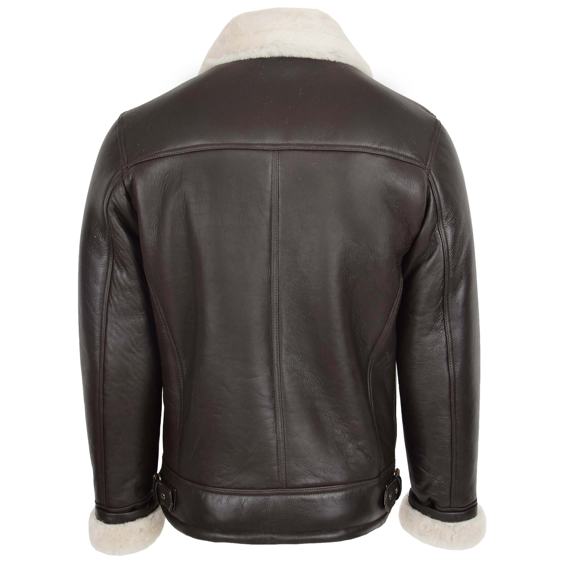 Mens Aviator Sheepskin Pilot Jacket Blen Brown White 1