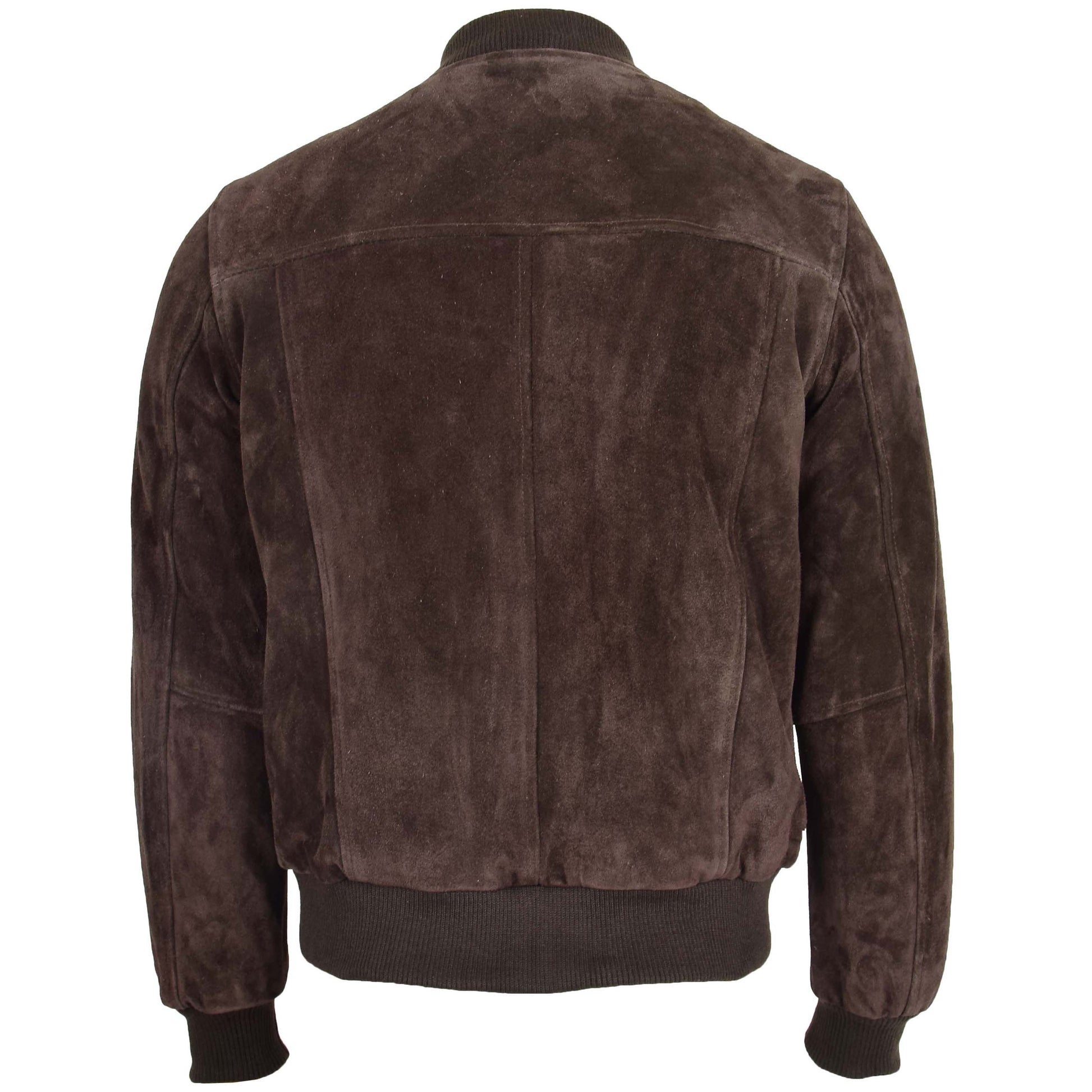 Mens Suede Bomber Varsity Jacket Reg Brown 1