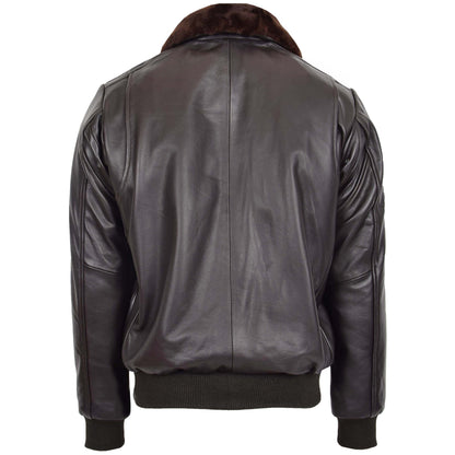 Mens Leather Bomber Jacket G-1 Aviator Style Jarrod Brown 1