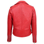 Womens Real Leather Biker Brando Style Jacket Mia Red 1
