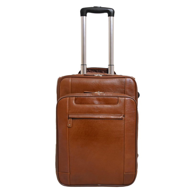 Exclusive Leather Cabin Size Suitcase Kingston Tan 1