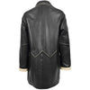 Womens Leather Coat 3/4 Length Classic Style Margaret Black Beige 1