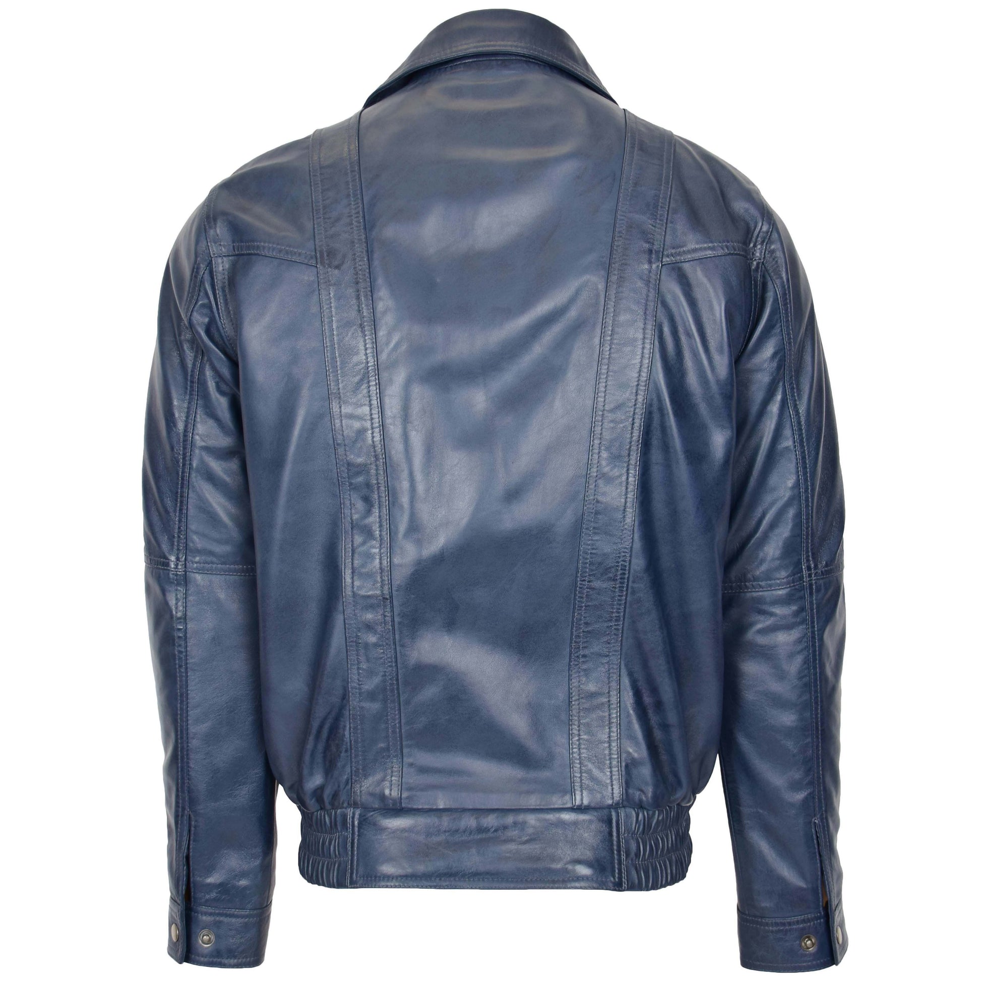 Mens Leather Bomber Blouson Jacket Robert Blue 1