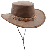 Leather Cowboy Hat Removable Chin Strap HL001 Brown 1
