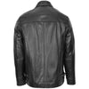 Mens Soft Leather Plain Zip Box Casual Jacket Frank Black 1