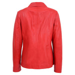 Womens Classic Zip Fastening Leather Jacket Julia Red 1