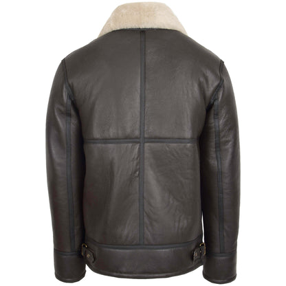 Mens Top Gun Style Sheepskin Jacket Oscar Brown White 1