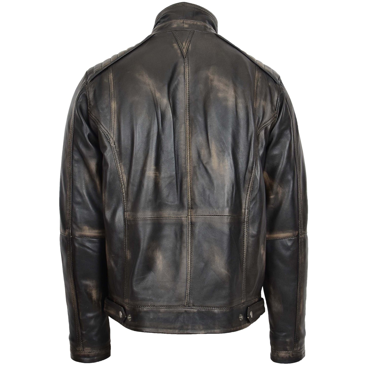 Mens Leather Urban Biker Style Jacket Hugo Rub Off 1