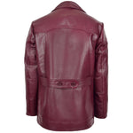 Mens Double Breasted Leather Peacoat Salcombe Burgundy 2
