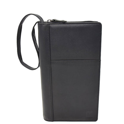 Zip Around Documents Leather Wallet Perth Black 1