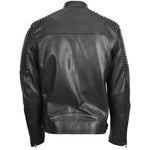 Mens Casual Soft Leather Biker Jacket Nelson Black 1