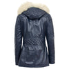 Womens Original Duffle Style Leather Coat Ariel Blue 1