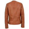 Womens Leather Collarless Jacket with Quilt Design Joan Tan 1