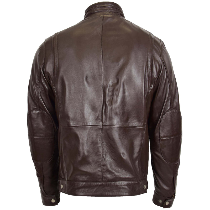 Men's Standing Collar Leather Jacket Tony Brown 1