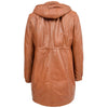 Womens 3/4 Length Leather Duffle Coat Kyra Tan 1