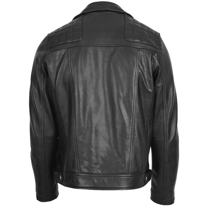 Mens Leather Biker Brando Design Jacket Sean Black 1