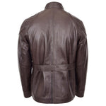 Mens Leather Coat Belted Safari Style Anderson Brown 1