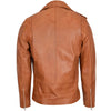 Mens Leather Biker Jacket Brando Style Johnny Tan 1