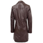 Womens 3/4 Length Soft Leather Classic Coat Macey Brown 1