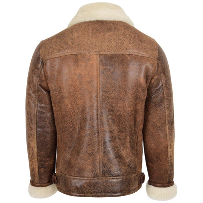 Mens Aviator Sheepskin Pilot Jacket Blen Vintage Brown 1