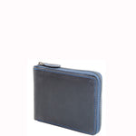 Mens Real Leather Hunter Zip Oiled Leather Wallet RFID HOL2207 Blue 2