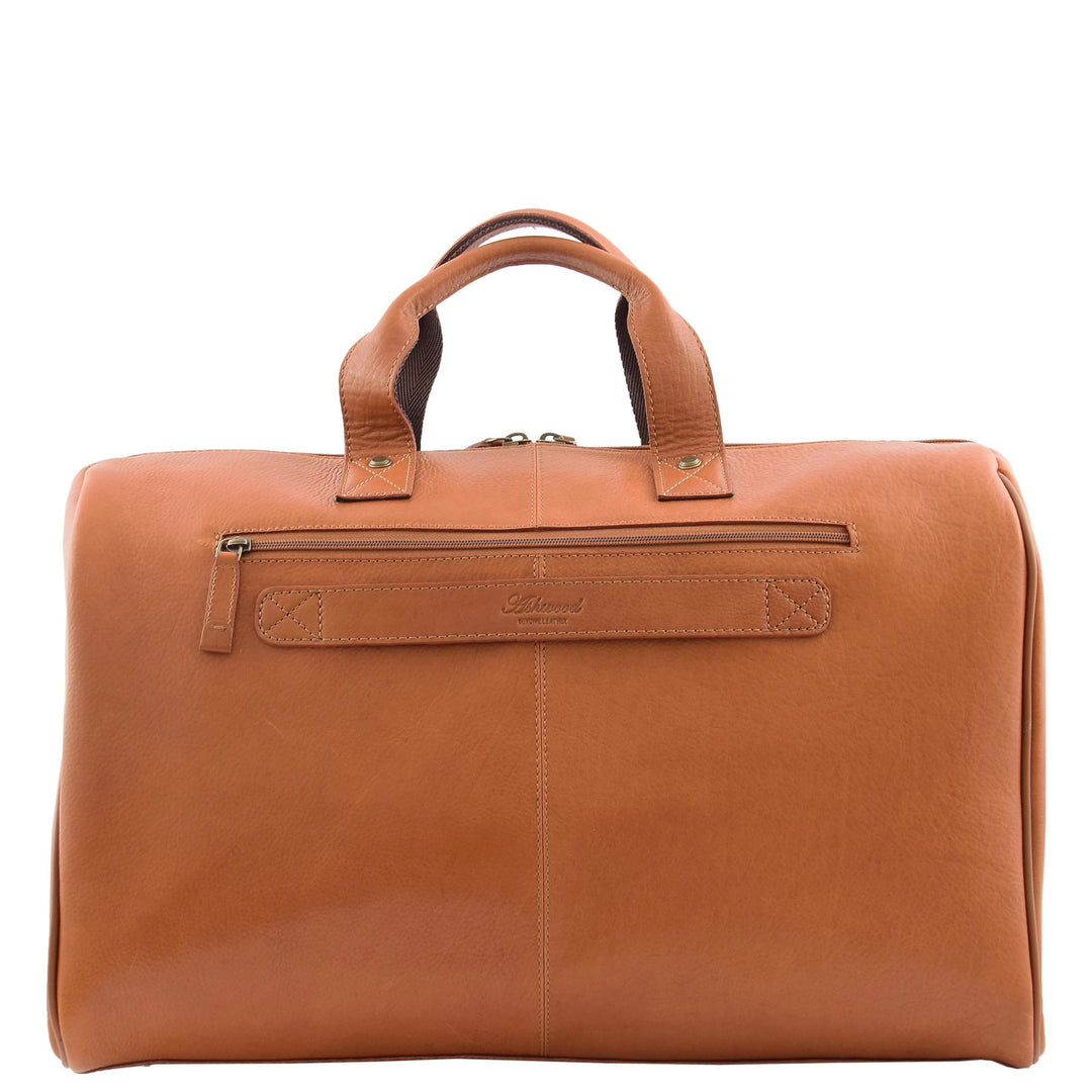 Genuine Leather Travel Holdall Overnight Bag HL015 Tan 1