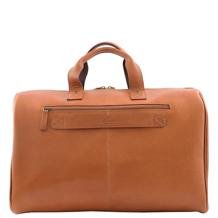 Genuine Leather Travel Holdall Overnight Bag HL015 Tan 1