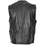 Mens Real Leather Multi-Purpose Waistcoat Gary Black 1