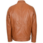 Mens Soft Leather Casual Plain Zip Jacket Matt Tan 1
