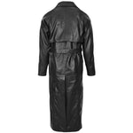 Mens Full Length Double Breasted Leather Coat Pete Black 2