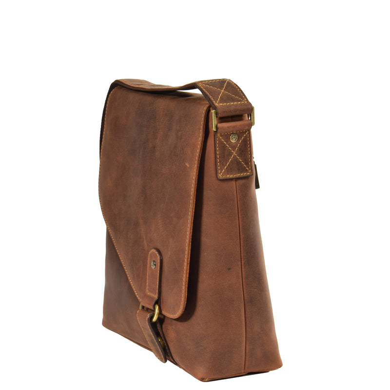 flap over leather messenger bag