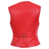 Womens Leather Classic Buttoned Waistcoat Rita Red 1