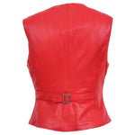 Womens Leather Classic Buttoned Waistcoat Rita Red 1